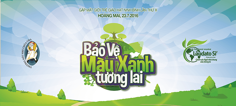 Phông sân khấu ĐHGT Bảo vệ màu xanh tương lai