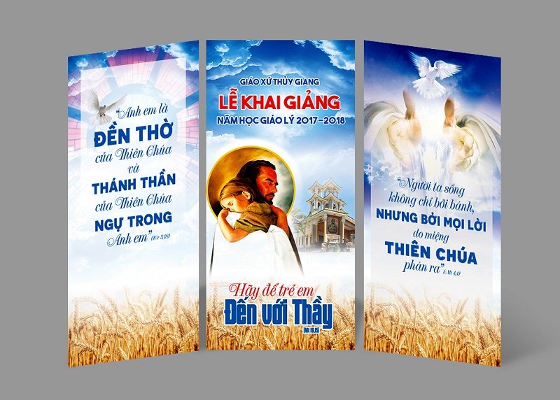 phông sân khấu lễ khai giảng giáo lý - giáo xứ thủy giang