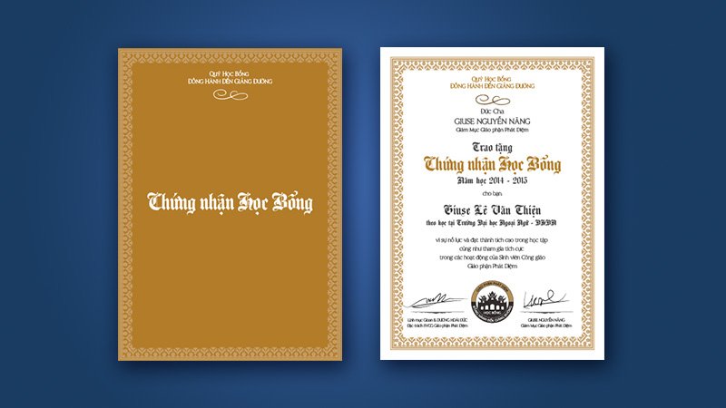 Mẫu chứng chỉ học bổng